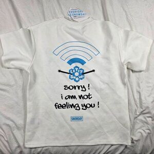 SnowDay WiFi Graphic Mens Size Small White Blue T Shirt Casual Let It Snow